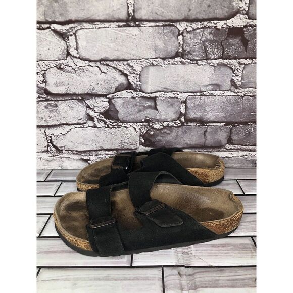 Birkenstock Arizona Black Suede Leather Cork Slides Sandals Women Sz 36EU/5M US - Picture 6 of 15